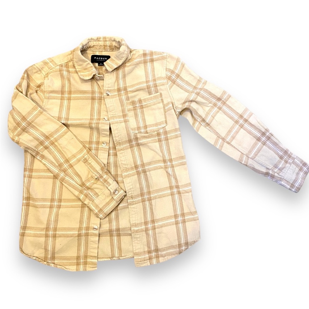 Pacsun Flannel Cream Size S Small Men’s plaid pattern grunge retro western